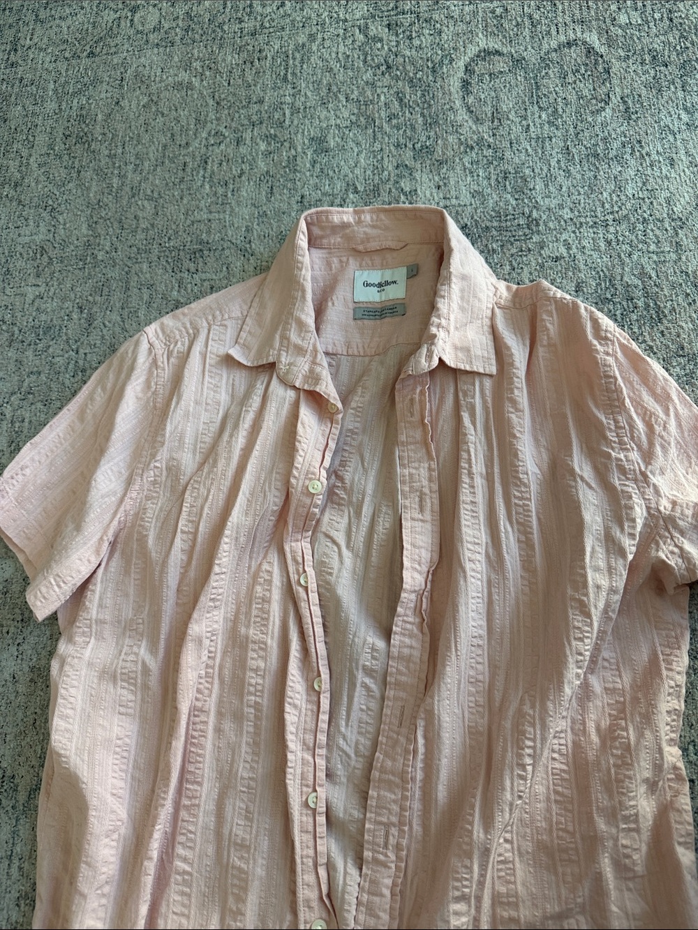 Goodfellow & Co Light Pink Short Sleeve Textured Button-Down Shirt - Picture 3 of 5